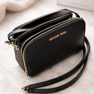 Michael Kors Black and Gold Crossbody Bag
